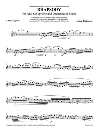 Rhapsody - André Waignein - Partition - Saxophone